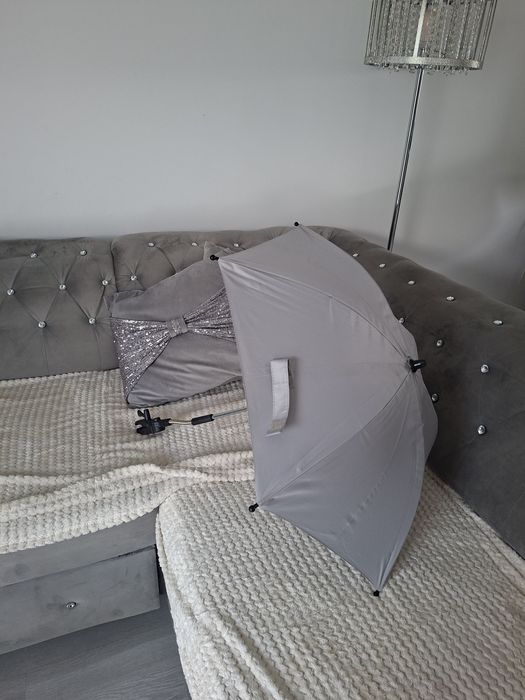 Parasol parasolka parasoleczka uniwersalny uchwyt siwa szara bdb