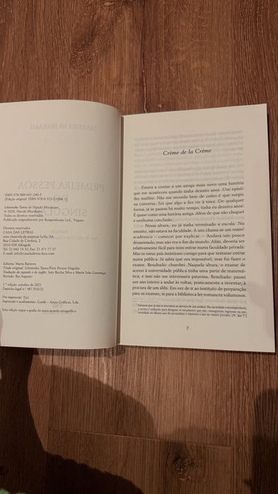 Livro Primeira pessoa do singular