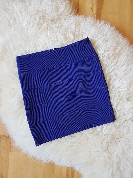 Granatowa spódnica bandażowa TopShop Bodycon Zip Zamek 36 38