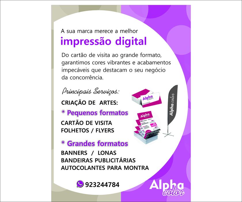 Cartão de visita, folhetos, autocolantes