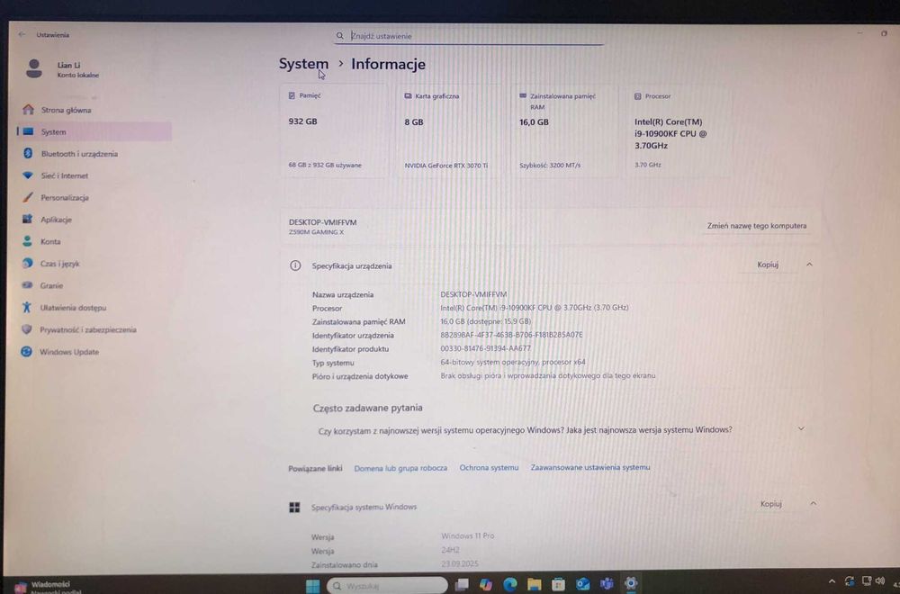 PC Gaming, Intel 9,RTX 3070Ti, RAM 16, SSD 1Tb