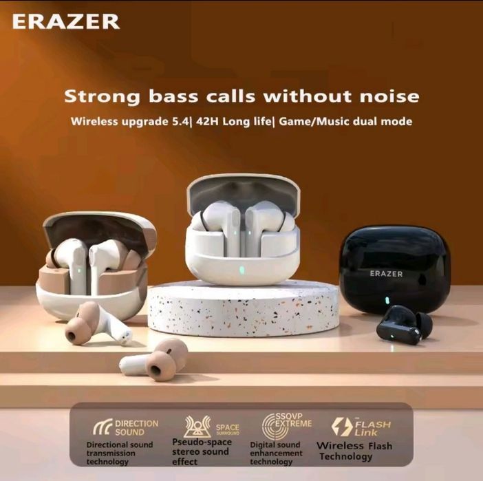 Навушники бездротові Stereo Bluetooth 5.4, вакуумні Erazer A01, ігрові, якісний звук  Stereo, надійні, игровые вакуумные наушники