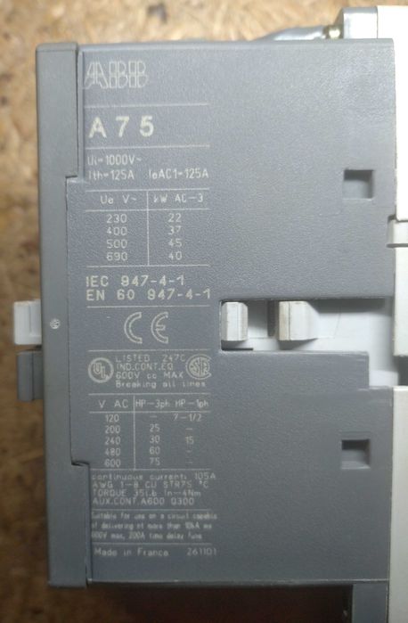 Пускатель магнитный электромагнитный контактор трехфазный Lovato ABB