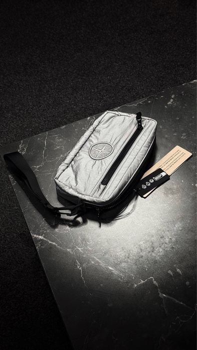 stone island gray nylon metal econyl pouch оригинал
