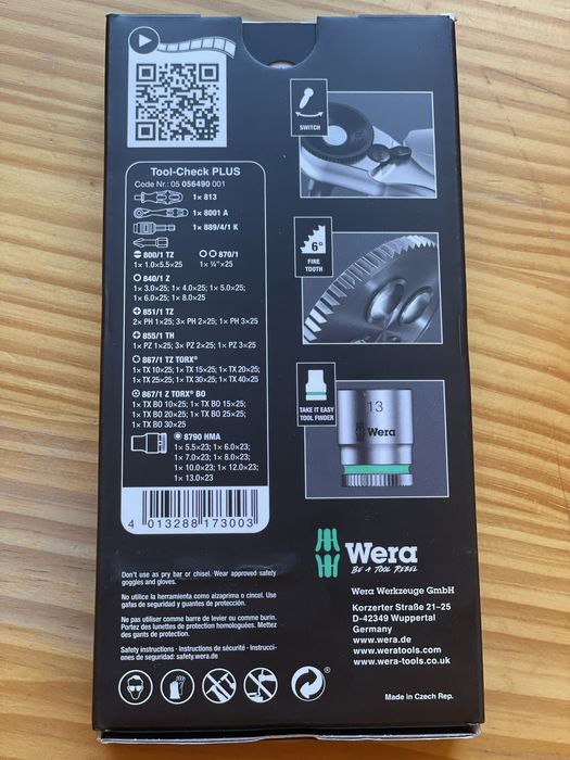 Wera 056490 39pce 1/4"Dr Tool Check Plus Набор инструментов