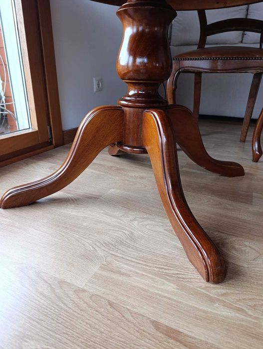 Móvel de madeira de carvalho castanho | Mesa de jantar com cadeiras