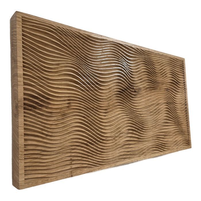 Panel ścienny 3D dębowy Fale 59x31,5 cm, płaskorzeźba