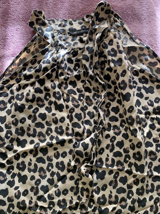 Vestido padrão tigresa “Modalfa” tamanho M sem mangas