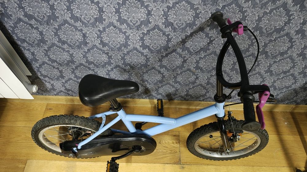 Rower dla dzieci 16" + kółka podtrzymujące  + drążek do nauki jazdy