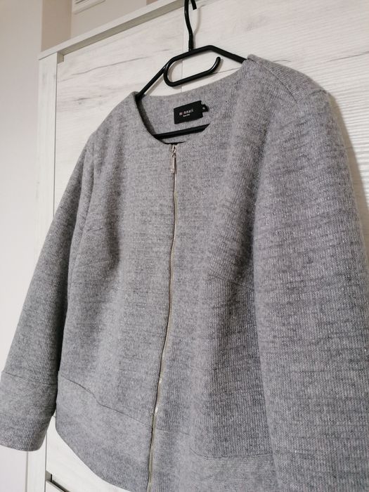 Szary sweter wełniany monnari 46 rozpinany kardigan marynarka żakiet