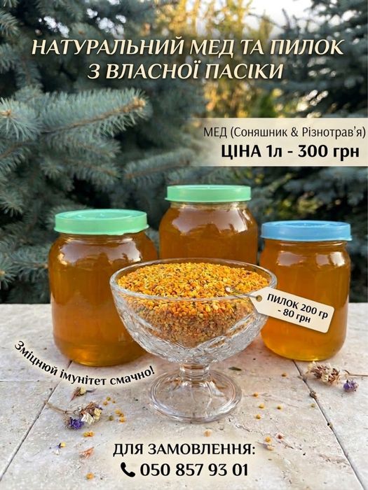 Натуральний мед та пилок