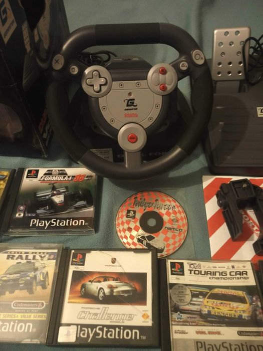 Volante em Caixa e 9 Jogos Corridas PS1 Playstation 1
