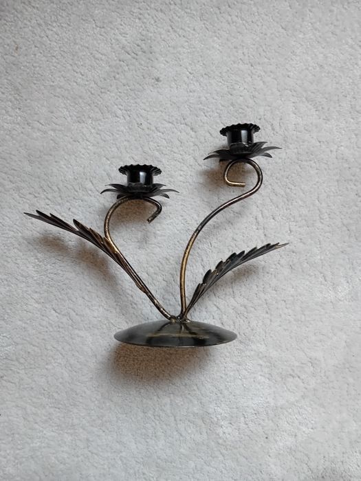 Świeczniki metalowy czarno-złoty na 2 świeczki