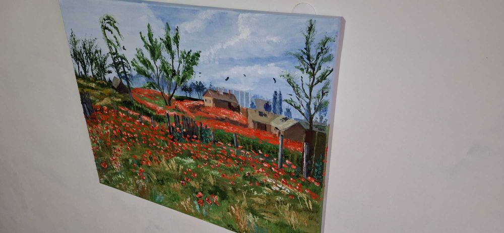 STALKER 2 : Поле червоних мрій Оригінальна олійна картина 50x40 см