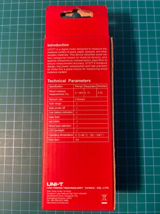 Wilgotnościomierz do pomiaru parametrów drewna UT377A LCD UNI-T