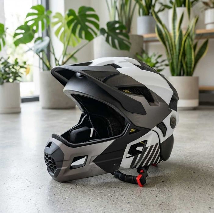 Kask Rowerowy Fullface Dziecięcy Szczękowy Na Hulajnogę Cross M 54-57cm 2w1 NOWY Mocny