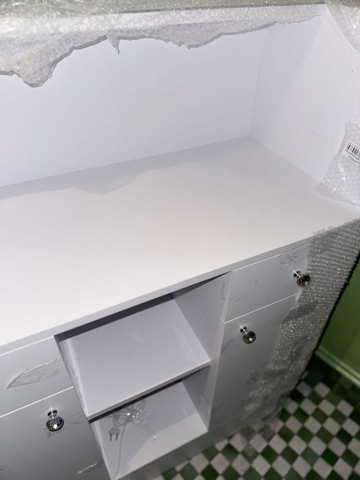 Lada recepcyjna recepcja podświetlana led biała złota