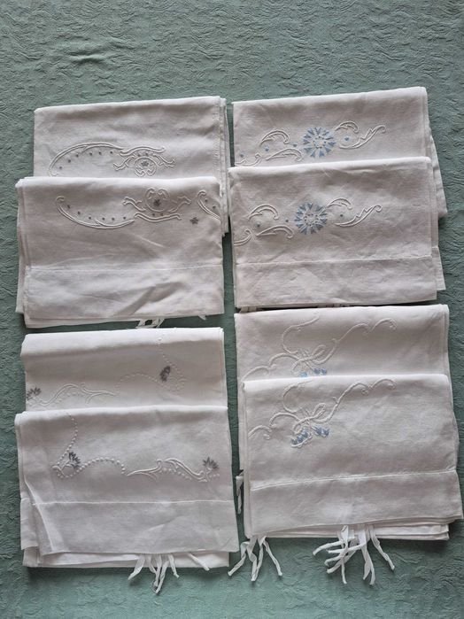 Fronhas vintage em linho e bordado manual