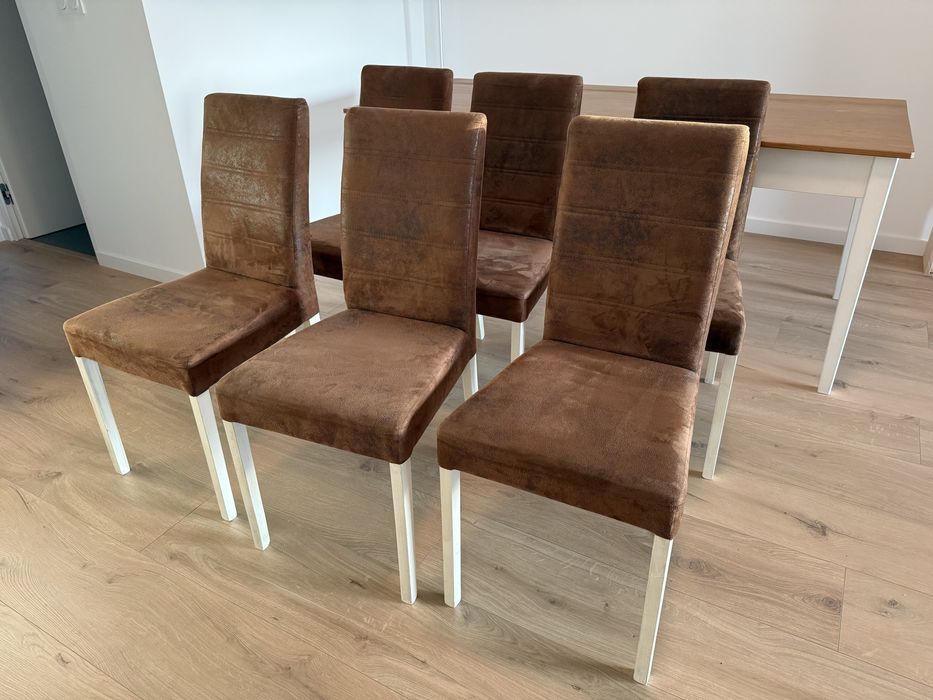 Conjunto Mesa de Jantar Madeira Maciça + 6 Cadeiras Estilo Industrial