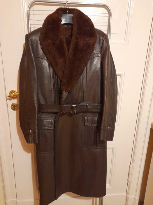 Kożuch męski brązowy