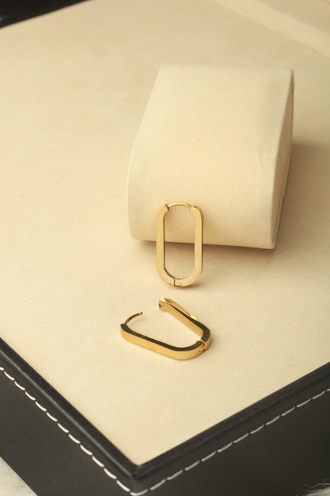 Kolczyki stal nierdzewna nowe zlote owalne