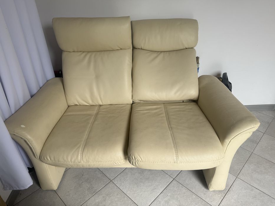 Dwie sofy (dwojka i trojka) z prawdziwej skory