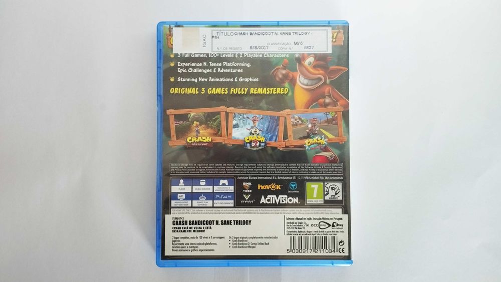 PS4 - Crash Bandicoot N.Sane Trilogy - 3 Jogos em 1
