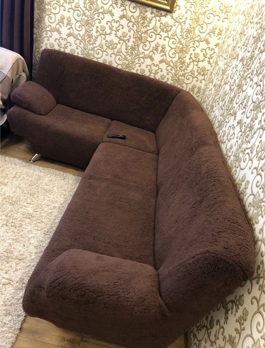 Чохол хутряний на кутовий диван м'який щільний плюшевий овечка Venera