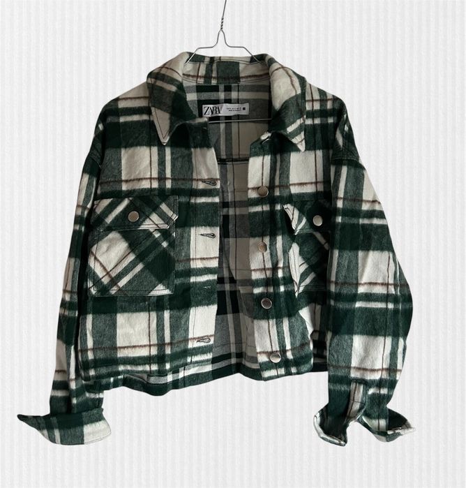 Casaco quadrados verde curto