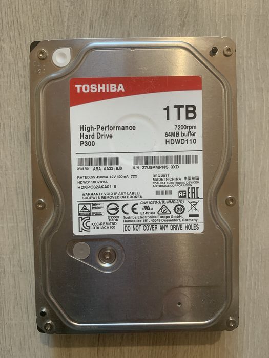 Накопичувач hdd 1tb, справний, без ушкоджених секторів. диск 1 Тб