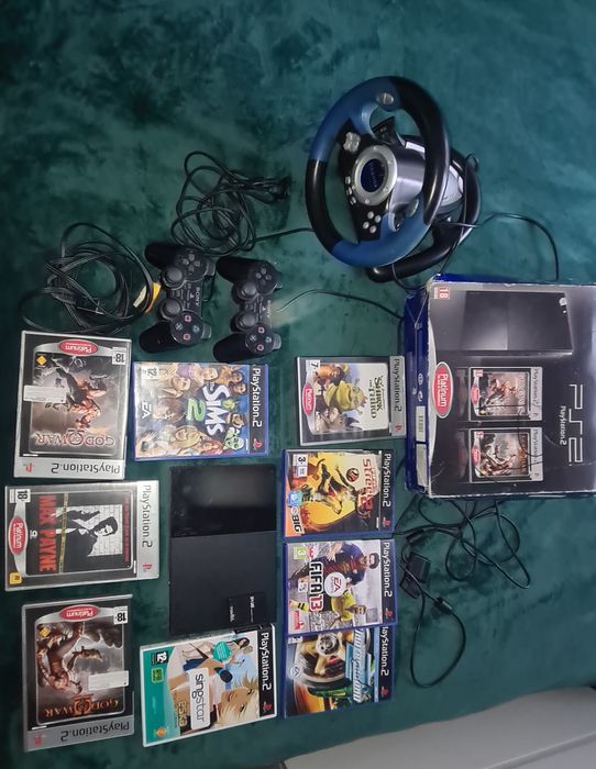 [KOLEKCJONERSKI] PS2 Slim BOX | Stan IGŁA | Kierownica | God of War |