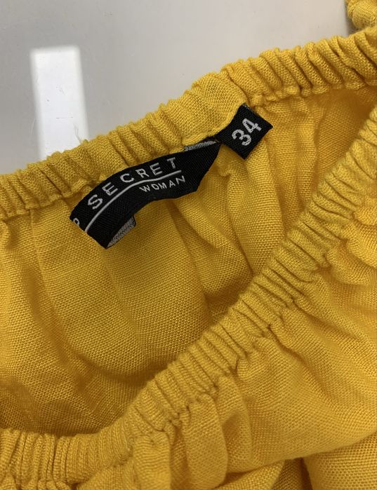 Sukienka zolta boho na lato upaly len bawelna hiszpanka top secret 34