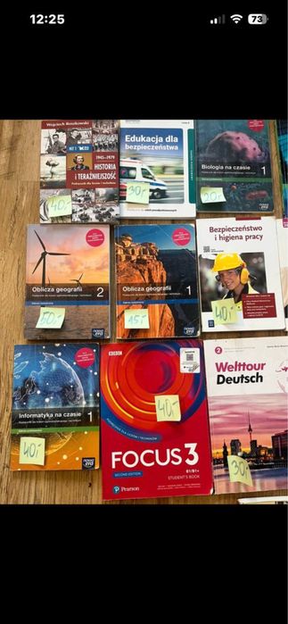 Książki; zawodowe hgt03, geo, niem, ang, matma, inf