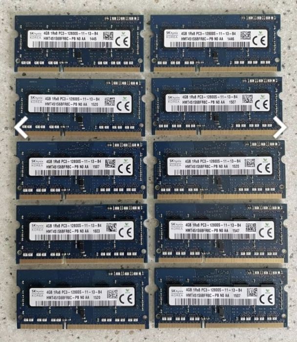 Оперативна пам’ять SO-Dimm PC3-12800 DDR3 4 Gb (10 штук)- 2000грн.
