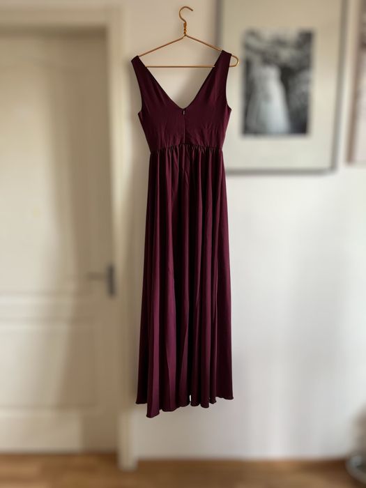 Неймовірна святкова вечірня сукня кольору марсала/бордова