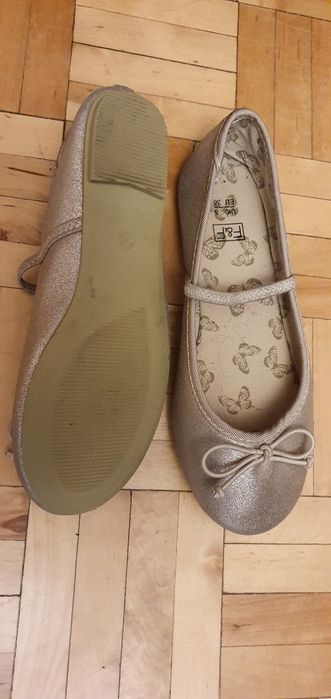 Balerinki złote kokardka z paskiem 36 F&F