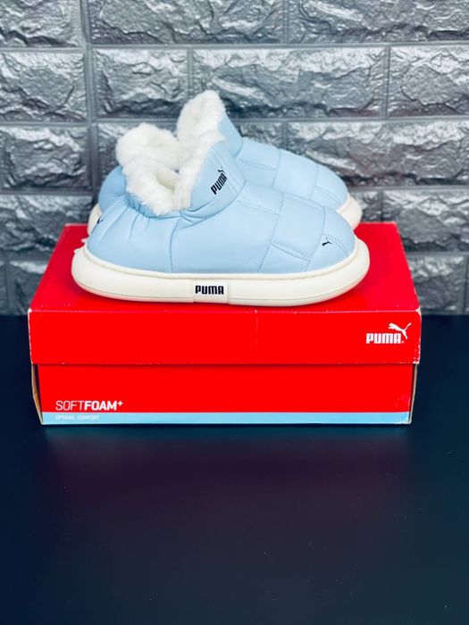 Кожаные Дутики пума / сноубутсы пума, тапки на меху, ботинки Puma