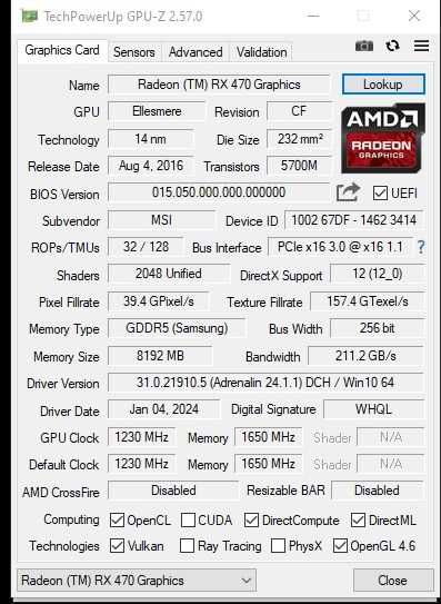 MSI Radeon RX 470 GAMING X 8G