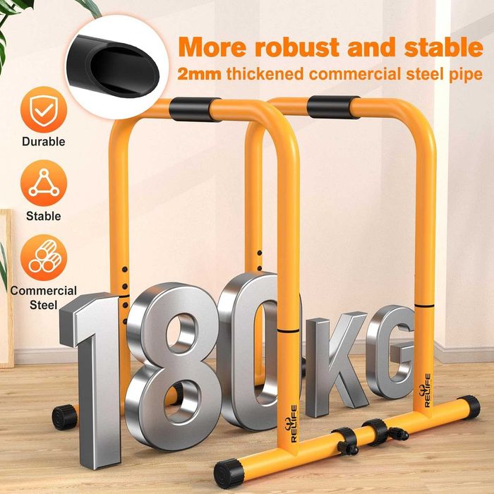 Suporte de Flexões RELIFE Ajustável em Altura Equipamento de Fitness Push-Up para Treino de Peito, Braços e Core | Dispositivo de Exercício Doméstico