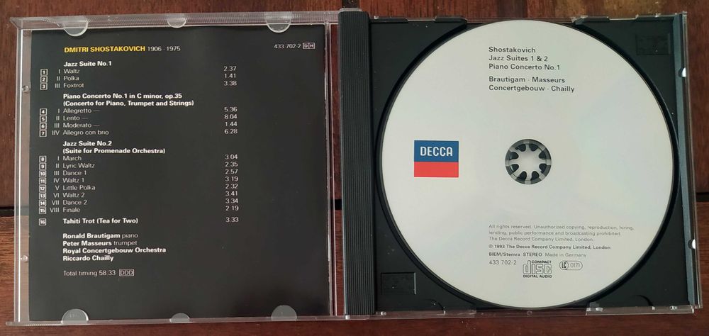 Shostakovich: Jazz Music (Concertgebouw, Riccardo Chailly) Decca CD