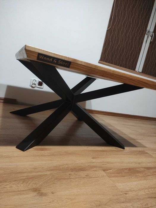 Stolik kawowy loft orzech 100*100 cm +plaster drewna