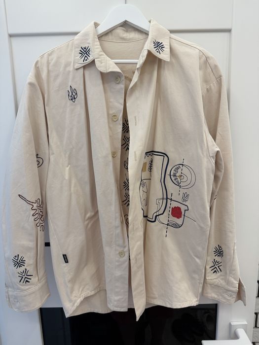 Сорочка вишиванка overshirt deep M-L молочна з вишивкою