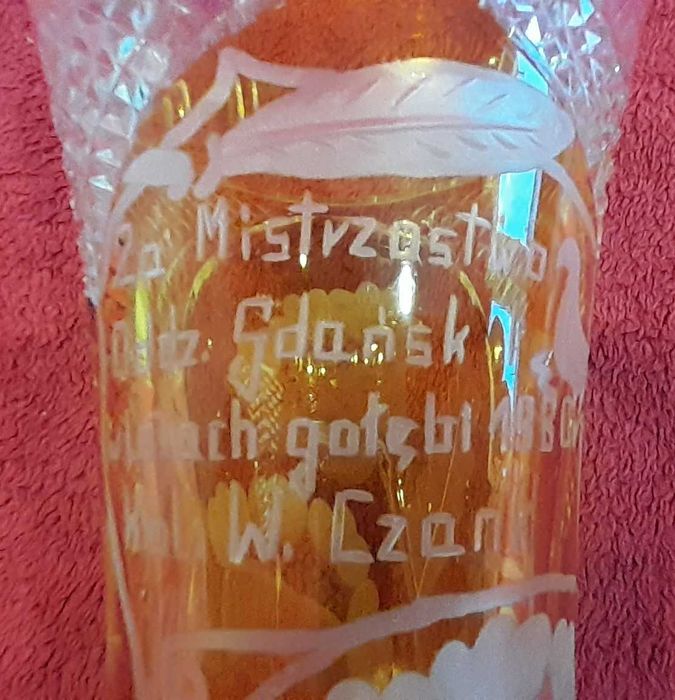Wazon kryształowy PRL szerokość 11cm wysokość 29cm