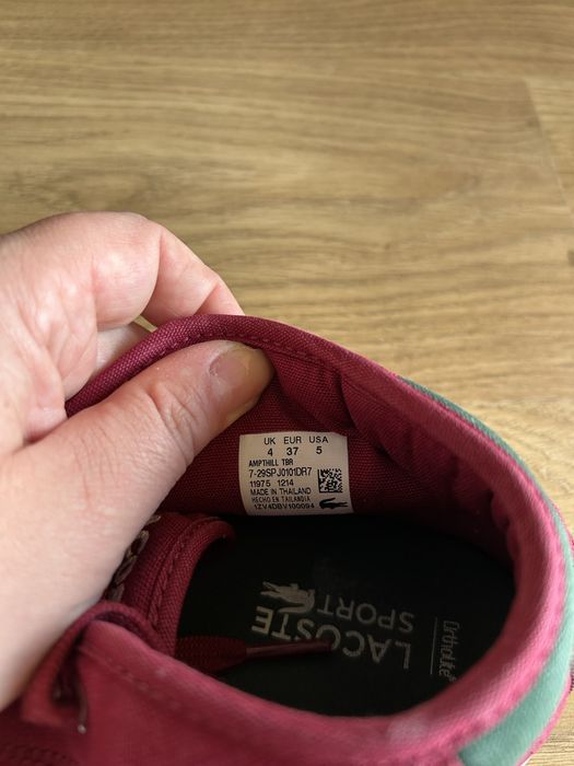 Bordowe Tenisowki Lacoste z wysoka cholewka. 37