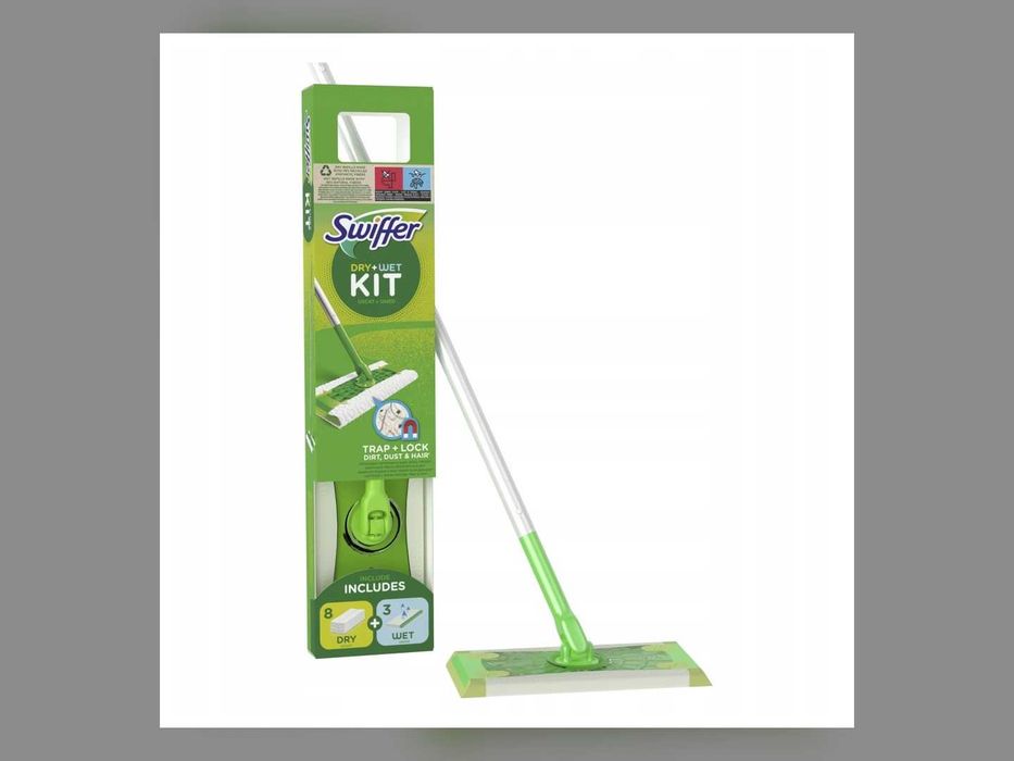 Nowy Mop Swiffer Zestaw Startowy 11 Wkładów 8 Suchych 3 Mokre