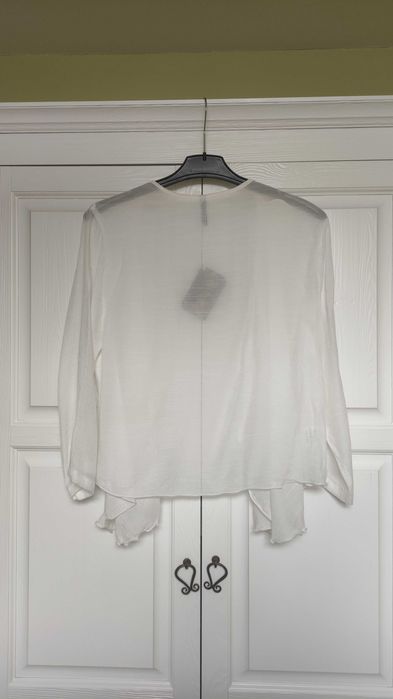 Nowa, biała, bambusowa, lekka narzutka ślubna, rozmiar XS-M