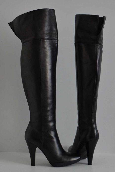 Muszkieterki Bruno Premi kozaki za kolano WYGODNY słupek skóra 100% 39