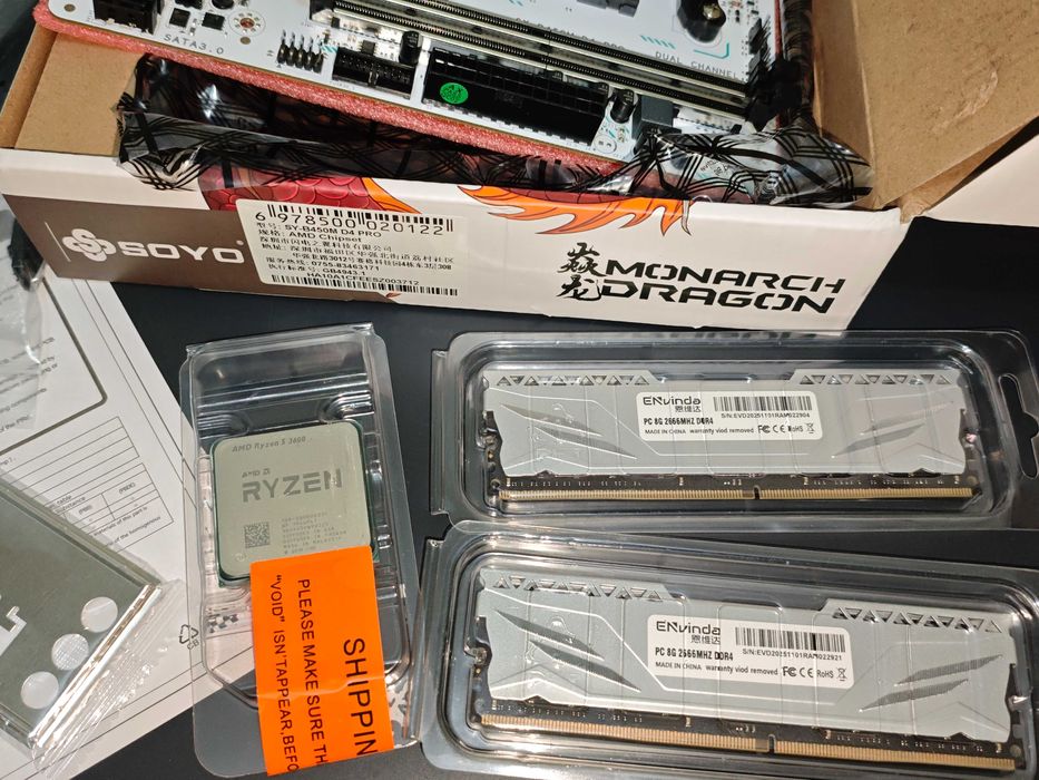 AMD Ryzen 5 3600, B450M SOYO, DDR4 16 ГБ (2x8) комплект