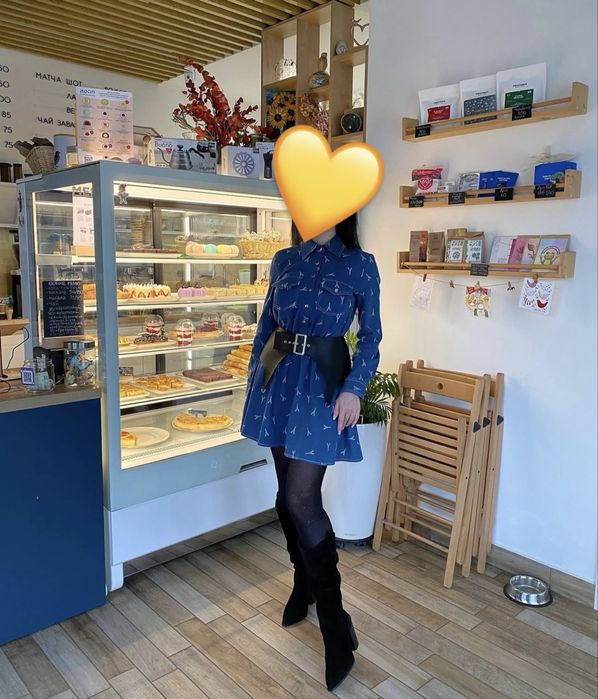 Лжинсове плаття з рукавом. Розмір S