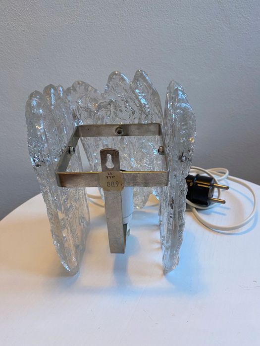 Kinkiet Kalmar Austria lampa szkło mrożone murano lata 60 oryginał